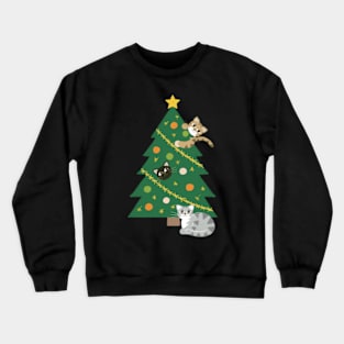 Christmas tree and cats Crewneck Sweatshirt